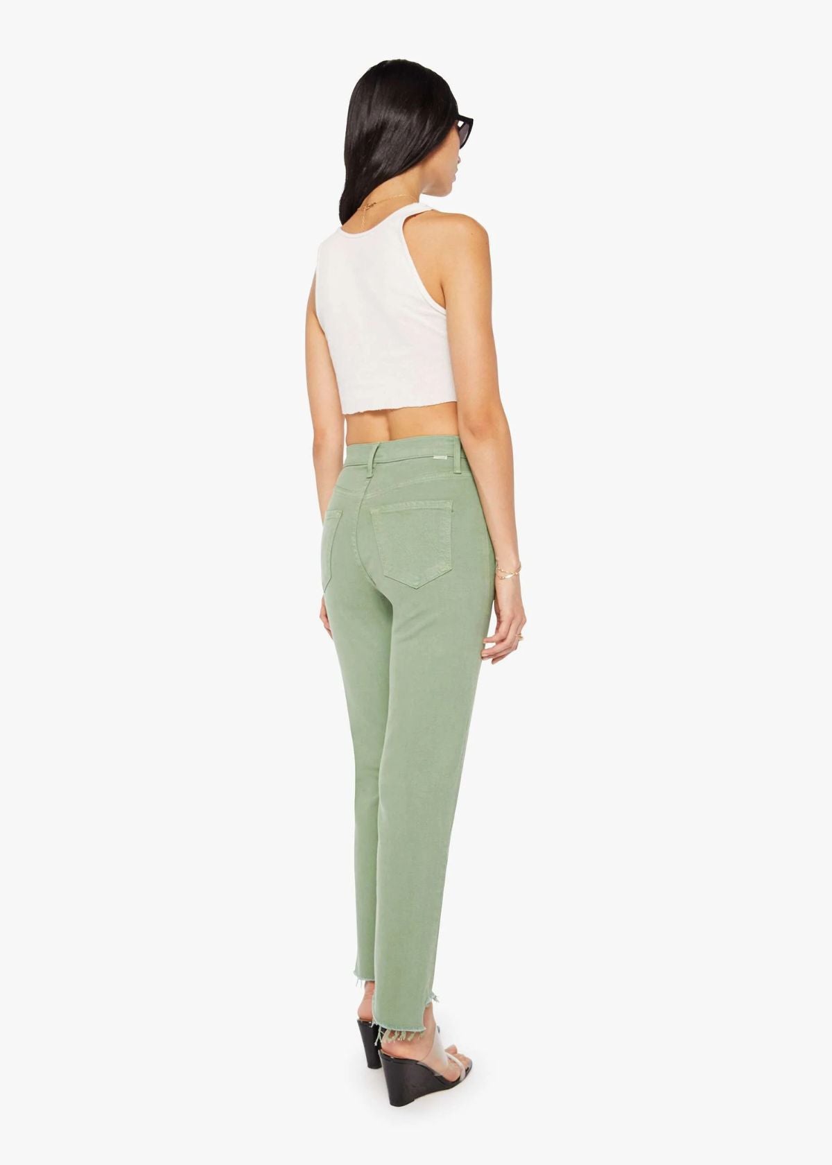 MOTHER High Waisted Rider Ankle Step Fray Jean - Cats and Dogs Mistletoe
