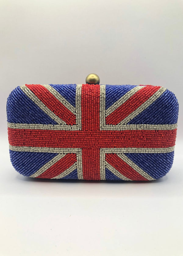 MOYNA UK Flag Beaded Box Clutch Handbag