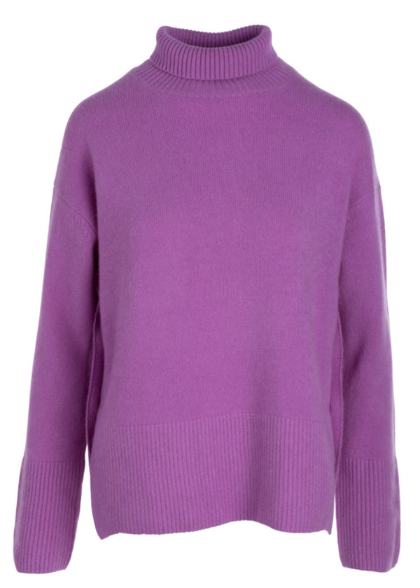 NAADAM Cashmere Side Button Turtleneck Sweater - Amethyst Purple