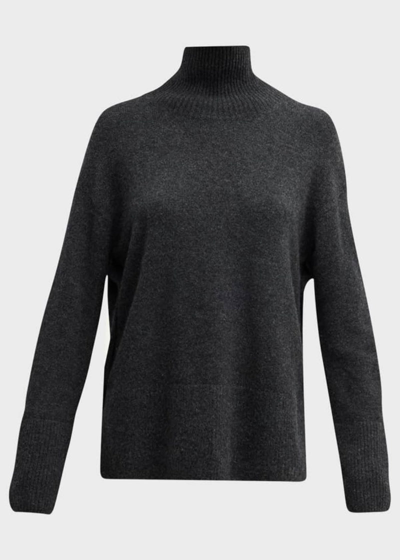 NAADAM Cashmere Side Button Turtleneck Sweater - Smoke