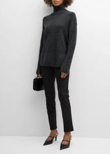 NAADAM Cashmere Side Button Turtleneck Sweater - Smoke