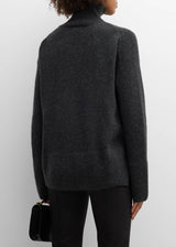 NAADAM Cashmere Side Button Turtleneck Sweater - Smoke