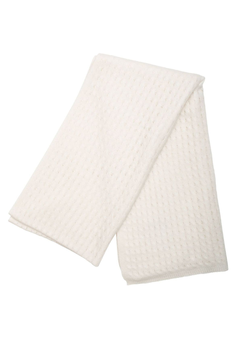 NAADAM Cashmere Cable Pointelle Scarf - White