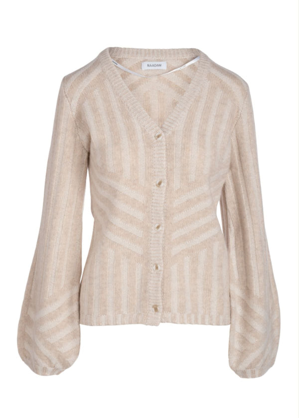 NAADAM Wool Cashmere Color Plaited Cardigan - Oatmeal