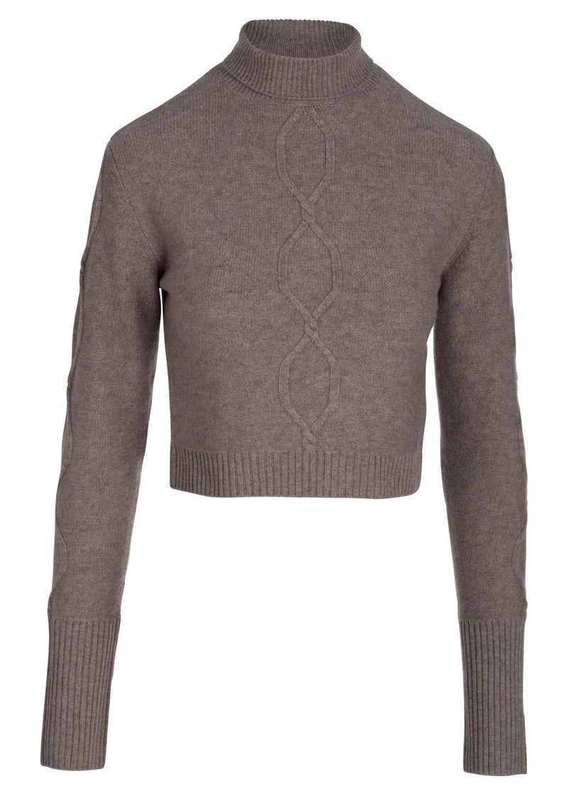 NAADAM Cropped Cable Mockneck Sweater - Timber