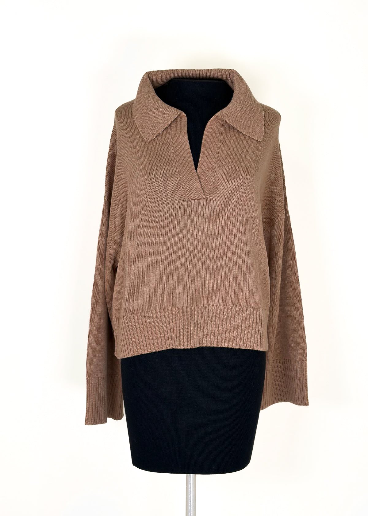 NAADAM Cotton Cashmere Mixed Media Convertible Polo Set - Camel