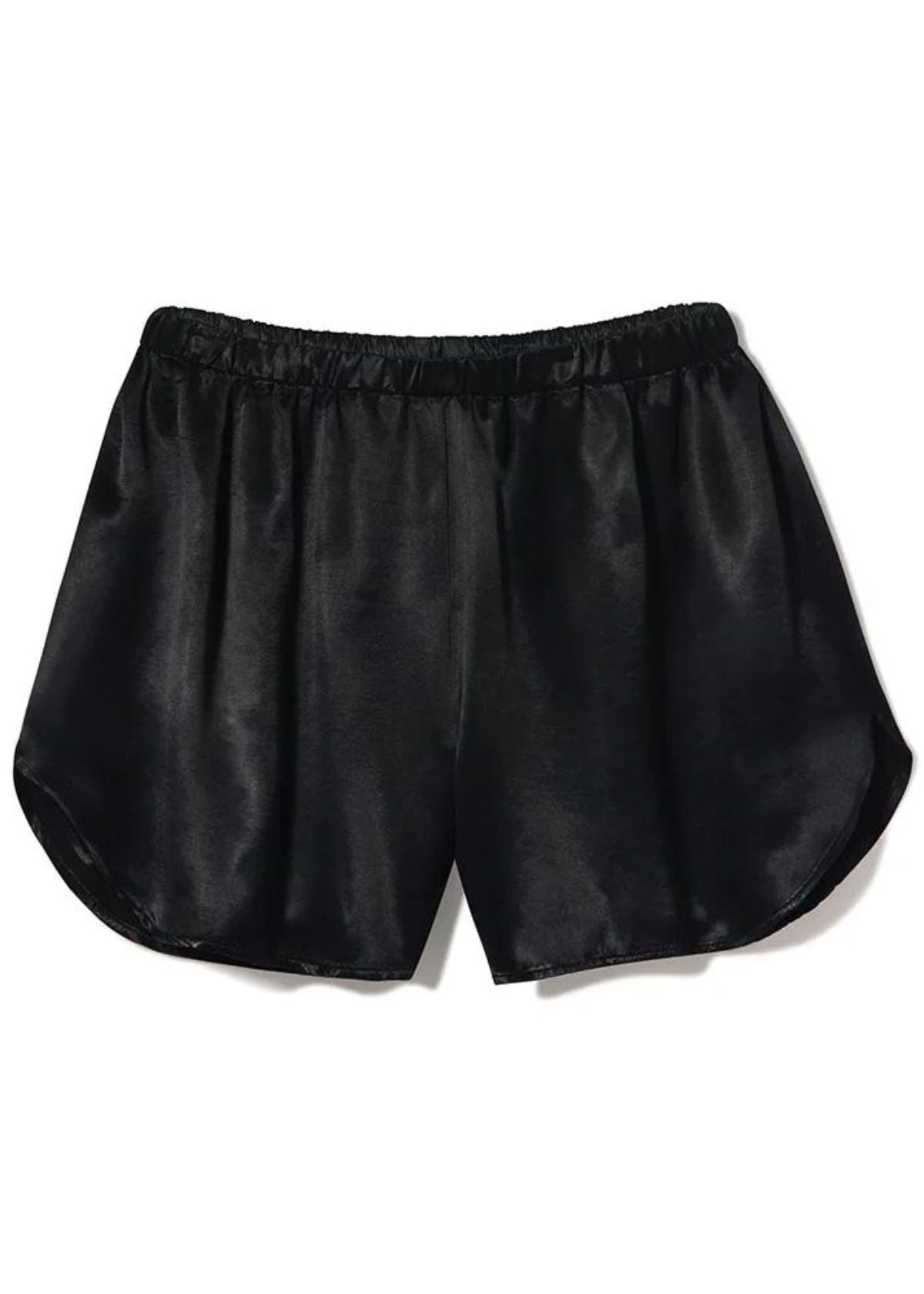 PJ HARLOW Brittany Satin Boy Short with Elastic Waistband - Black