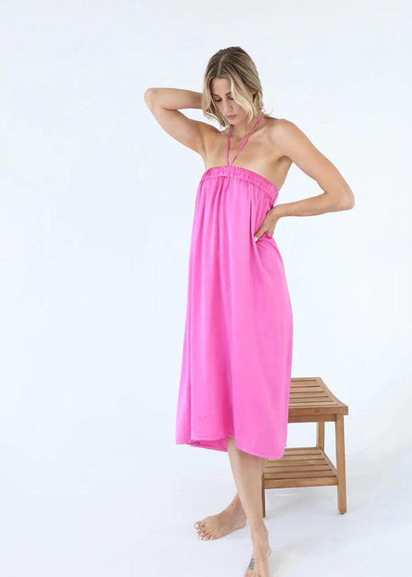 PJ HARLOW Bella Maxi Satin Dress/Skirt - Hot Pink