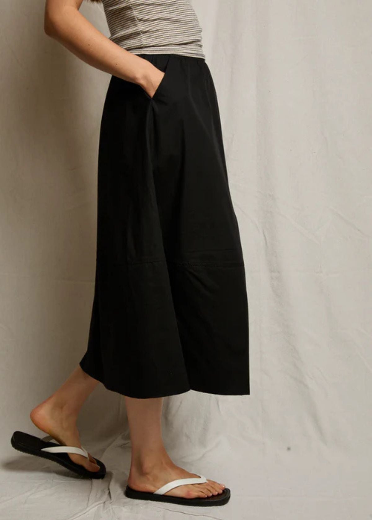 PERFECT WHITE TEE Minka Cotton Poplin Skirt - Black