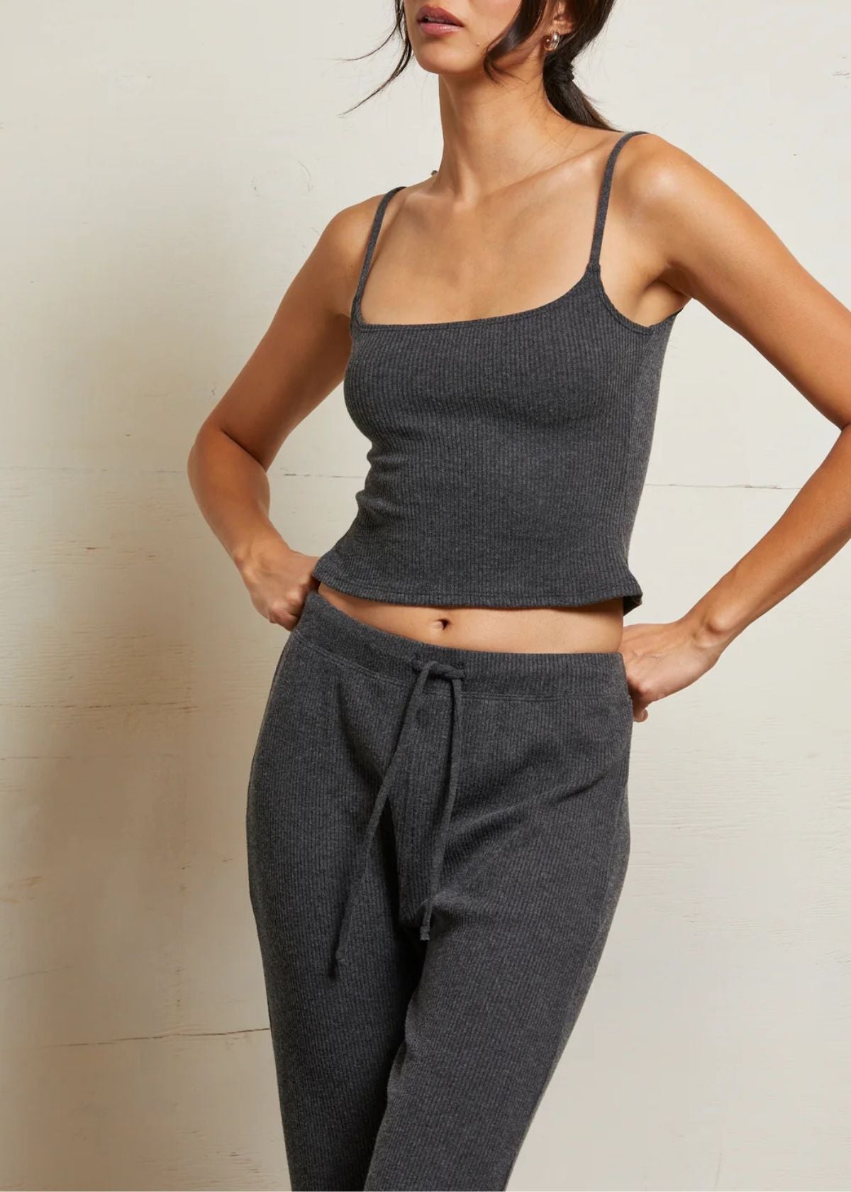 PERFECT WHITE TEE Sophie Ribbed Camisole - Charcoal