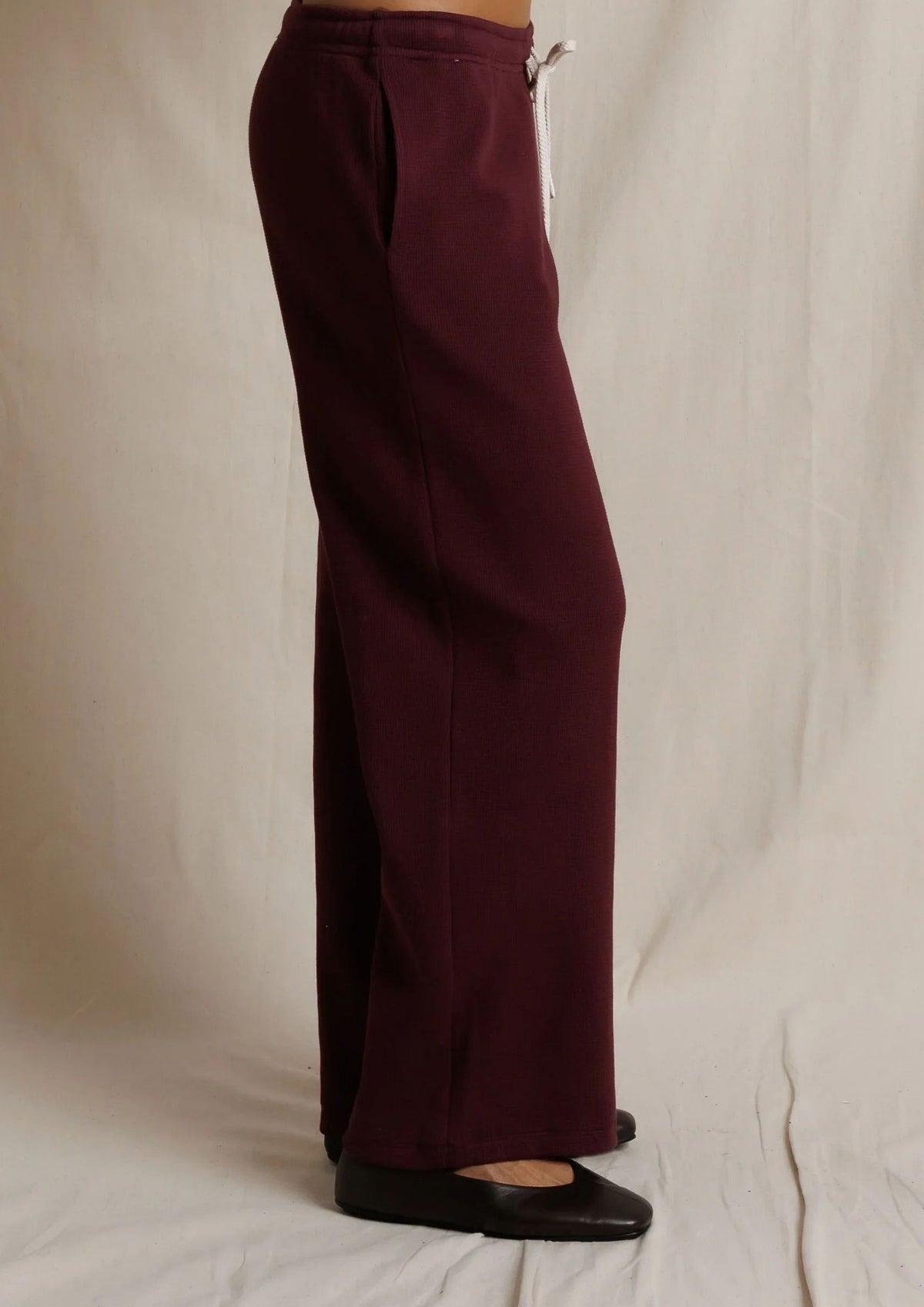PERFECT WHITE TEE Zadie Waffle Knit Pull On Pant with Pockets - Cherry Lacquer