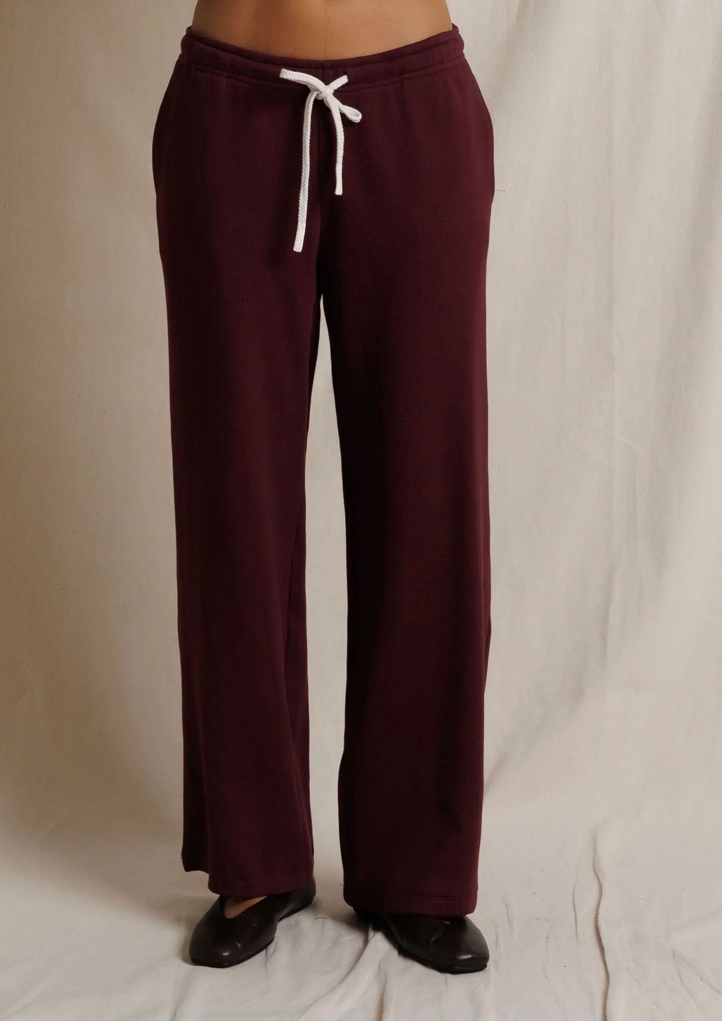 PERFECT WHITE TEE Zadie Waffle Knit Pull On Pant with Pockets - Cherry