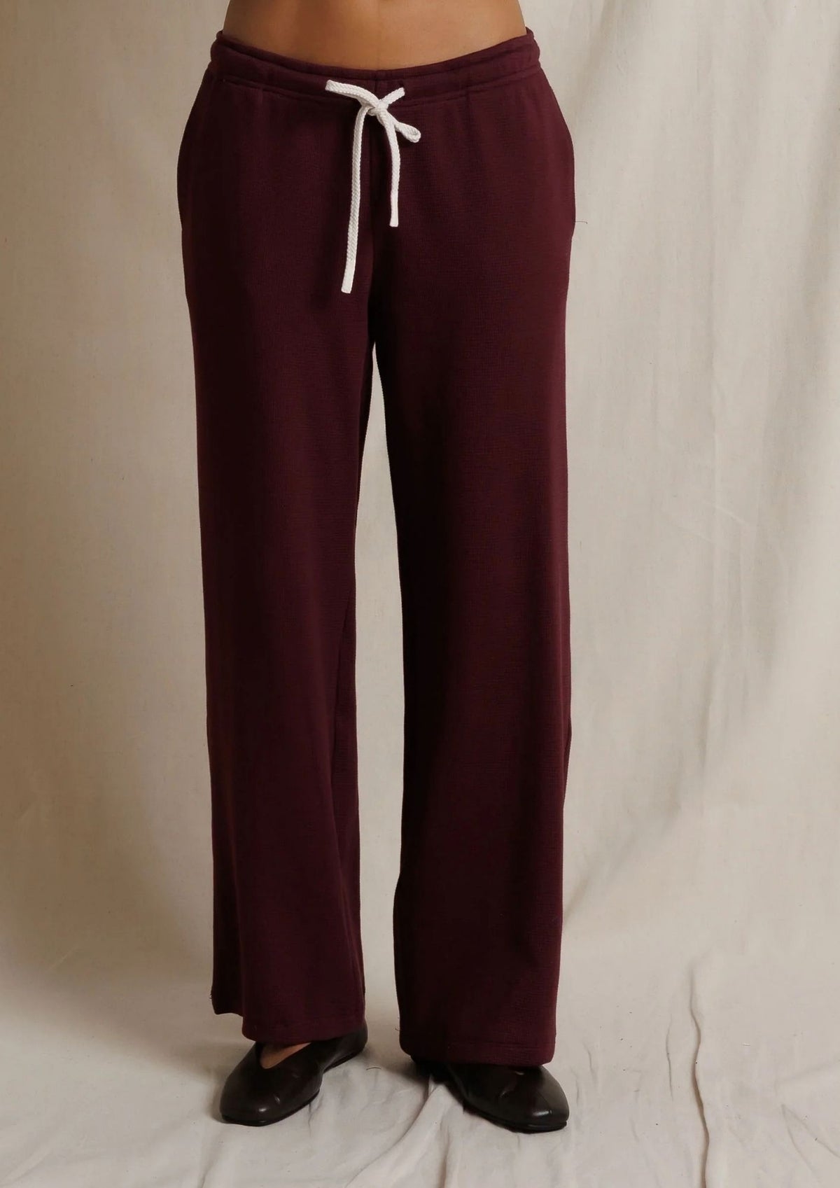 PERFECT WHITE TEE Zadie Waffle Knit Pull On Pant with Pockets - Cherry Lacquer