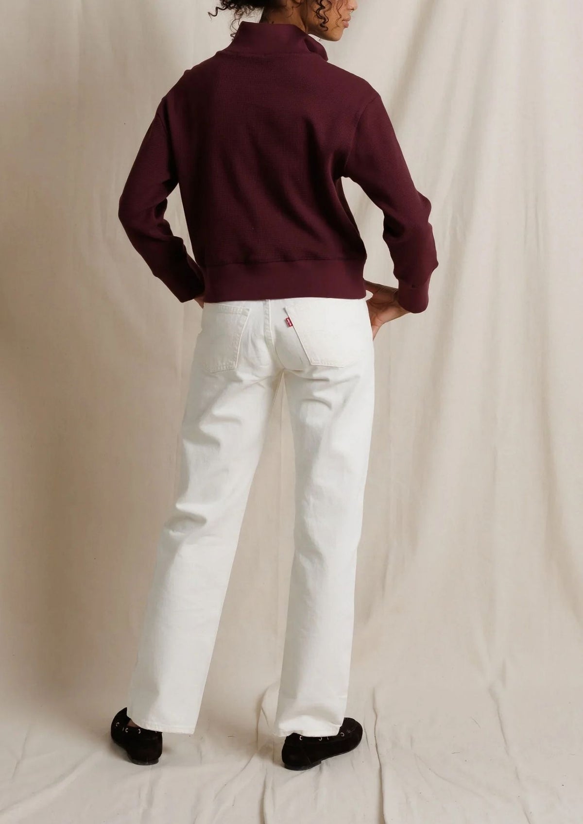 PERFECT WHITE TEE Zia Waffle Knit Top - Cherry Lacquer