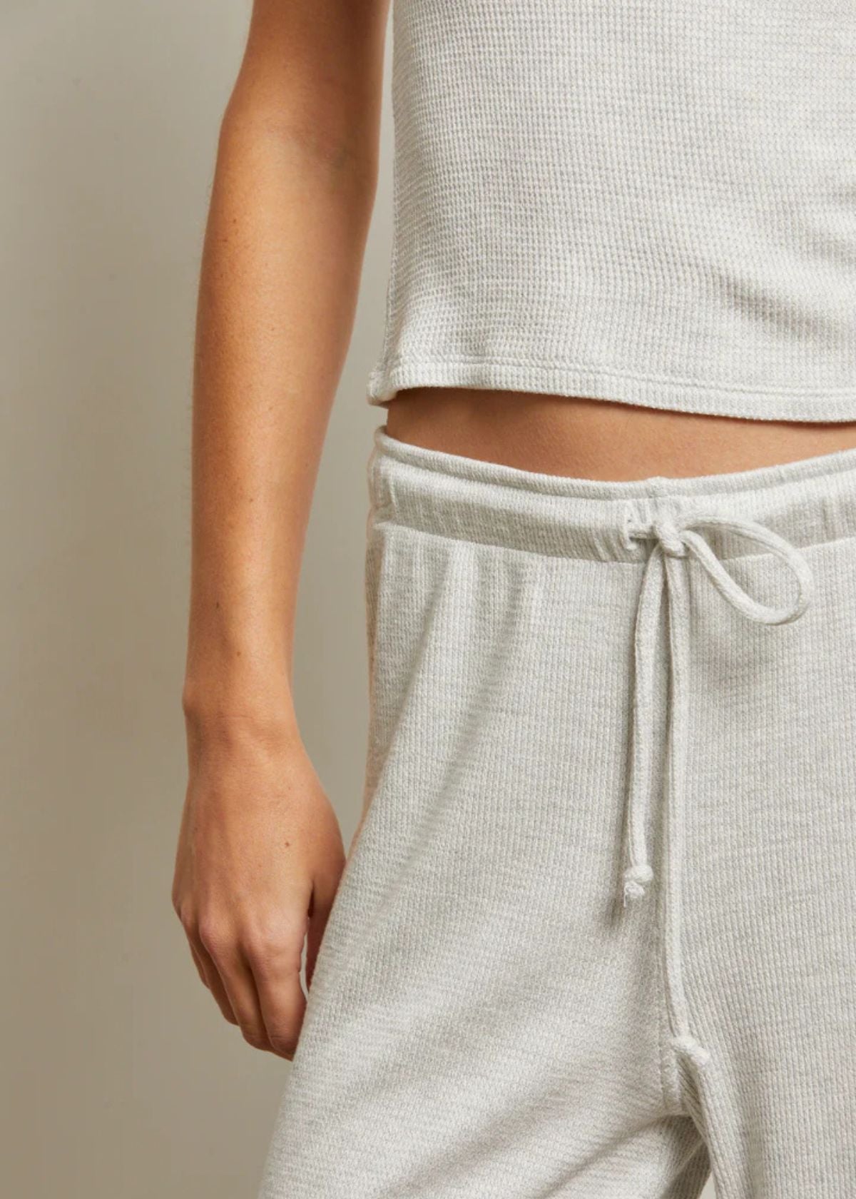 PERFECT WHITE TEE Maddie Brushed Waffle Drawstring Pant - Ash
