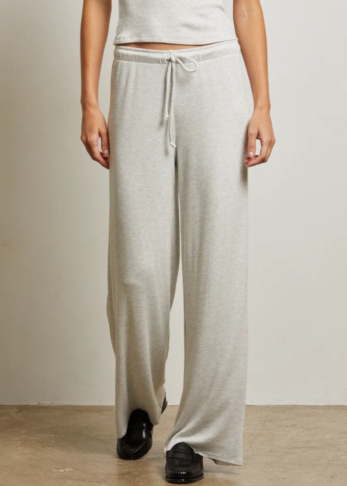 PERFECT WHITE TEE Maddie Brushed Waffle Drawstring Pant - Ash