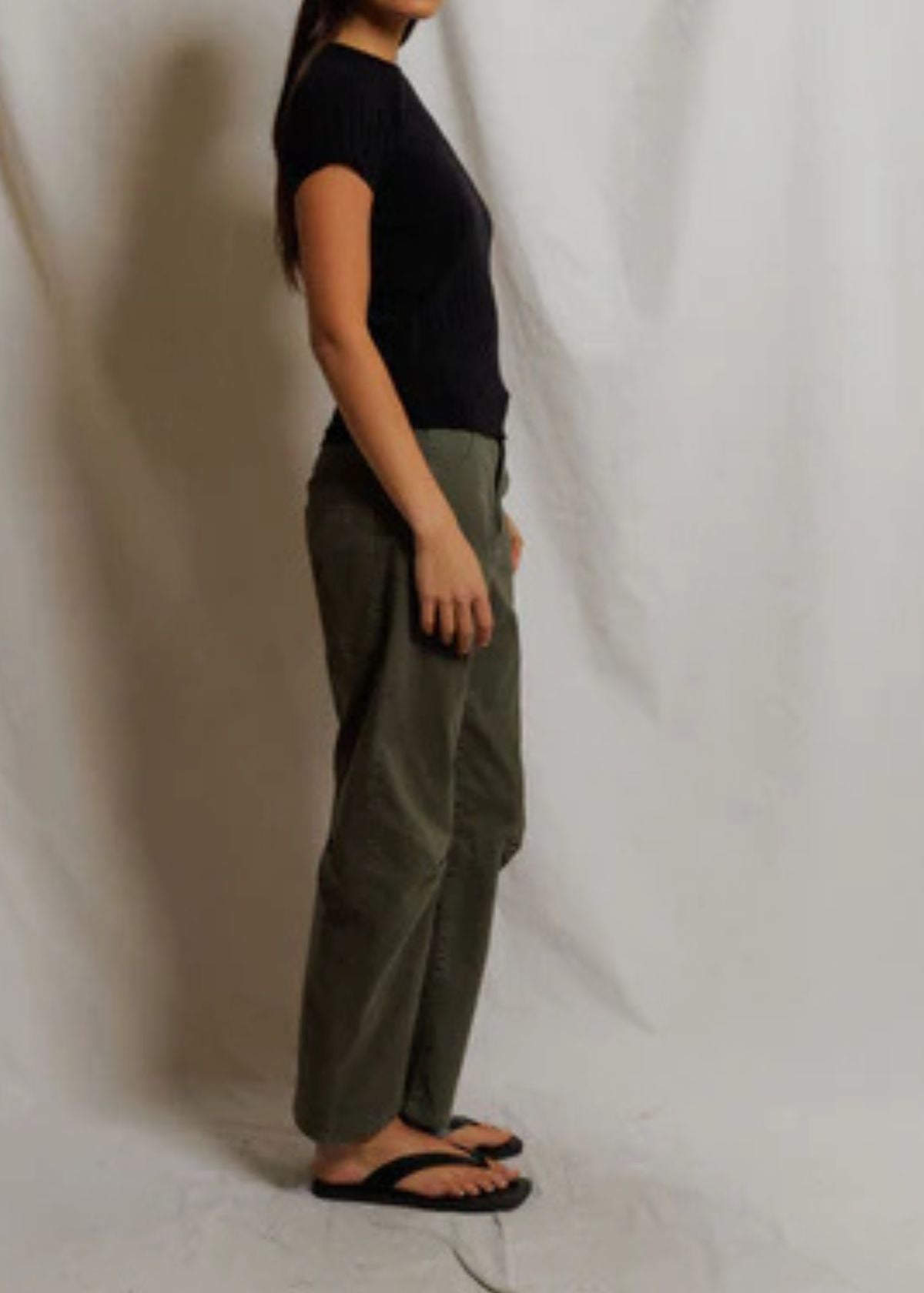 PERFECT WHITE TEE Suri Ribbed Cap Sleeve Tee - Black