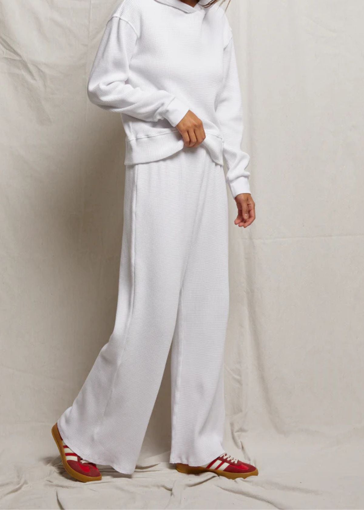 PERFECT WHITE TEE Shane Full Length Waffle Pant - White