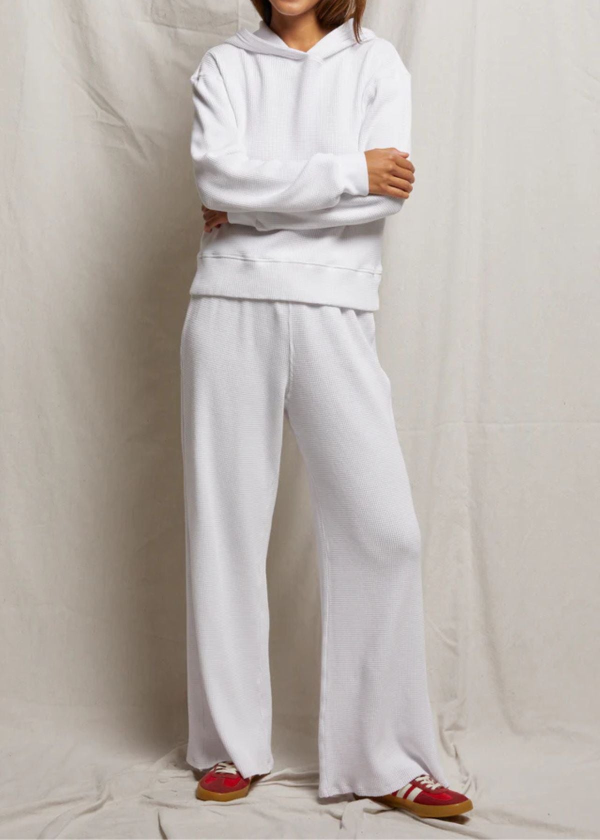 PERFECT WHITE TEE Shane Full Length Waffle Pant - White