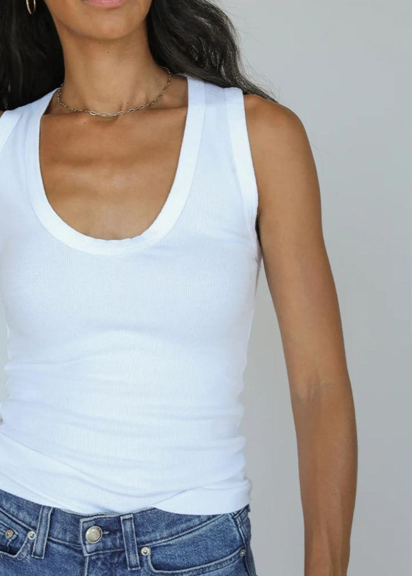 PERFECT WHITE TEE Jordan U-Neck Ribbed Tank - White