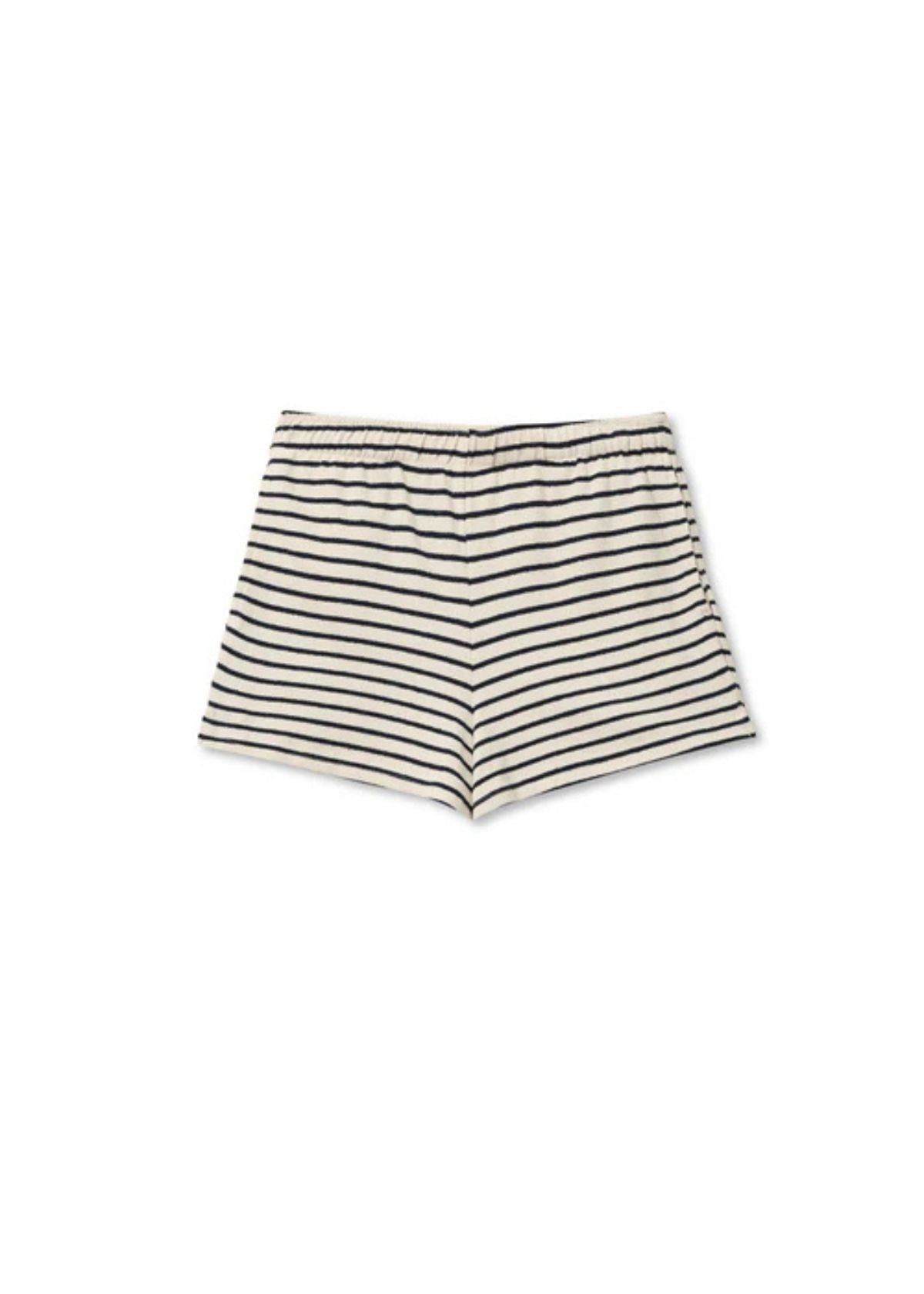 PERFECT WHITE TEE Liz Striped Brushed Rugby Short - Sugar Navy Stripe