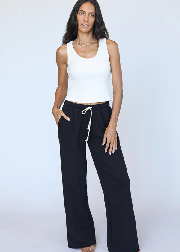 PERFECT WHITE TEE Hailey Fleece Pant - True Black