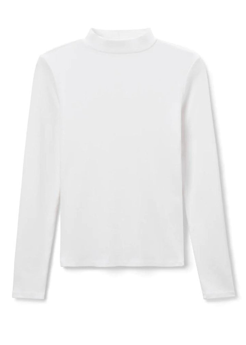 PERFECT WHITE TEE Lauryn Mock Neck Ribbed Top - White