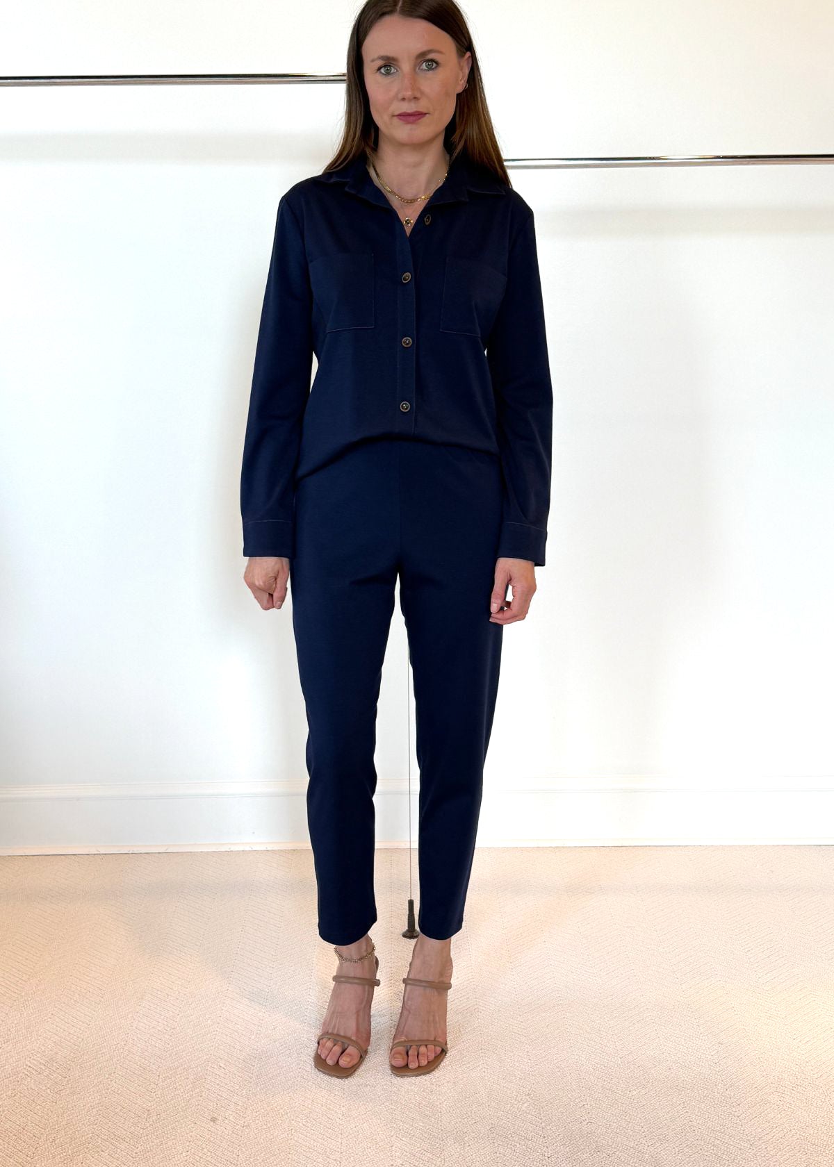 PETER COHEN Wool Knit Jersey Pedal Pant - Blue