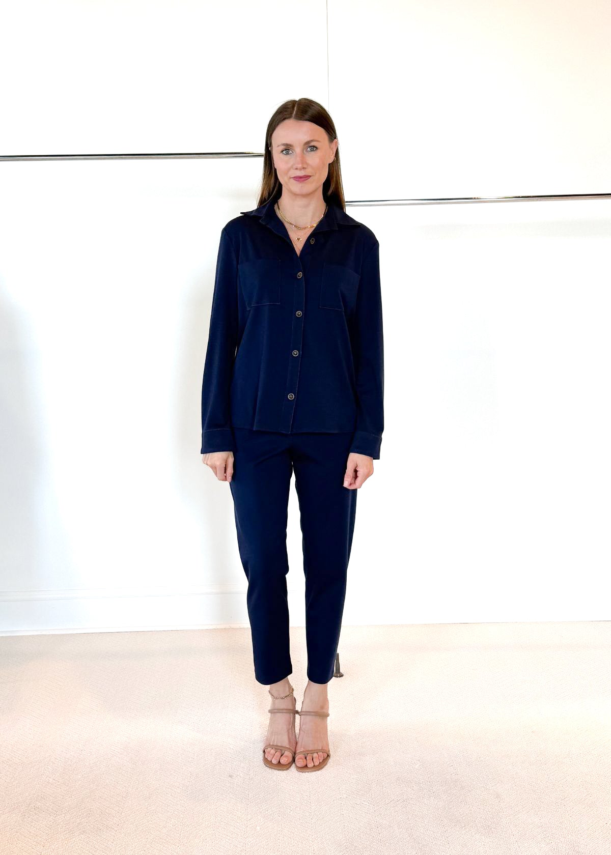 PETER COHEN Wool Knit Jersey Walk Top - Blue