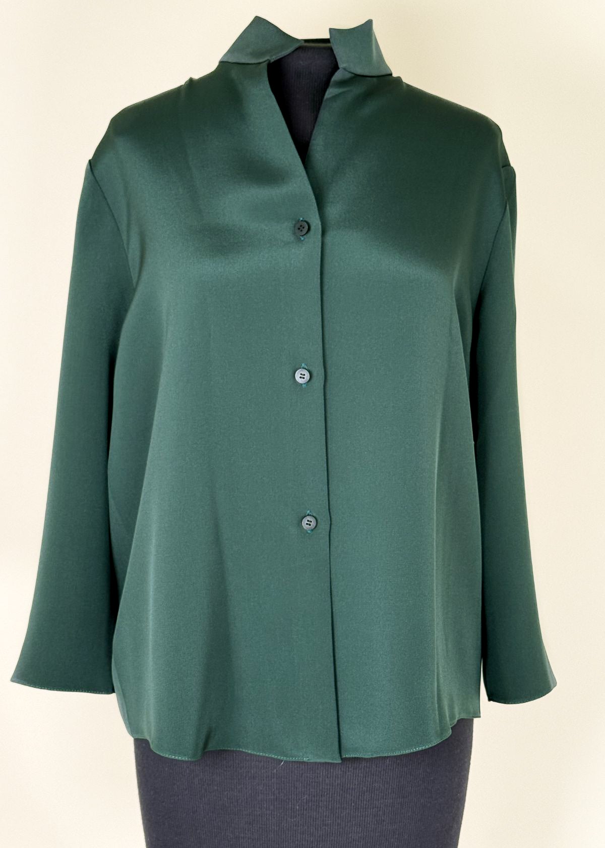 PETER COHEN Crosby Four Ply Silk Top - Forest Green