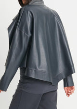 PLANET Vegan Leather Cropped Jacket - Obsidian