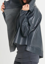 PLANET Vegan Leather Cropped Jacket - Obsidian
