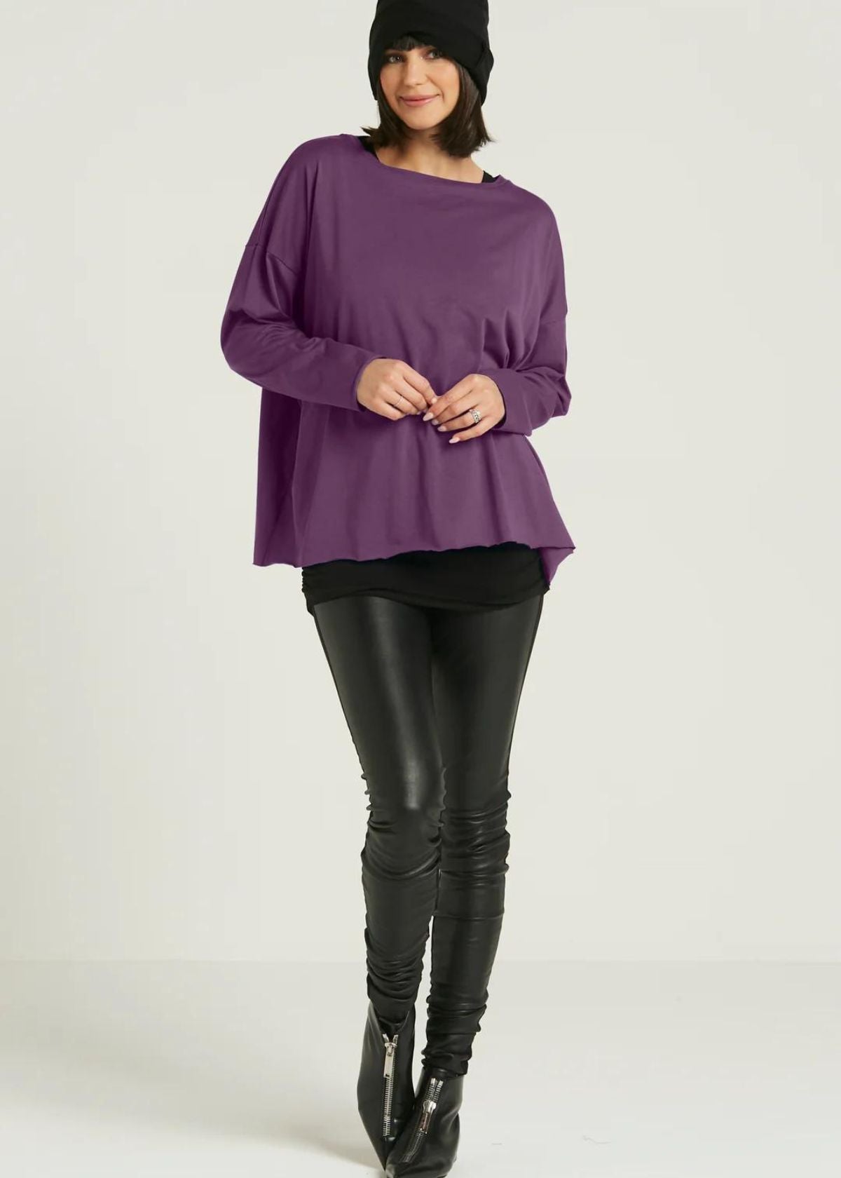 PLANET Pima Cotton Luxury Boxy Tee - Plum