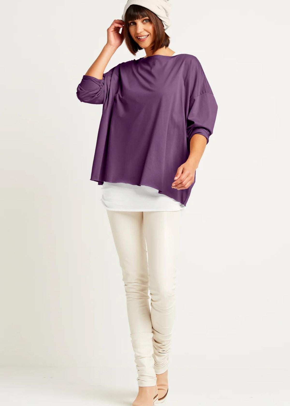 PLANET Pima Cotton Luxury Boxy Tee - Plum