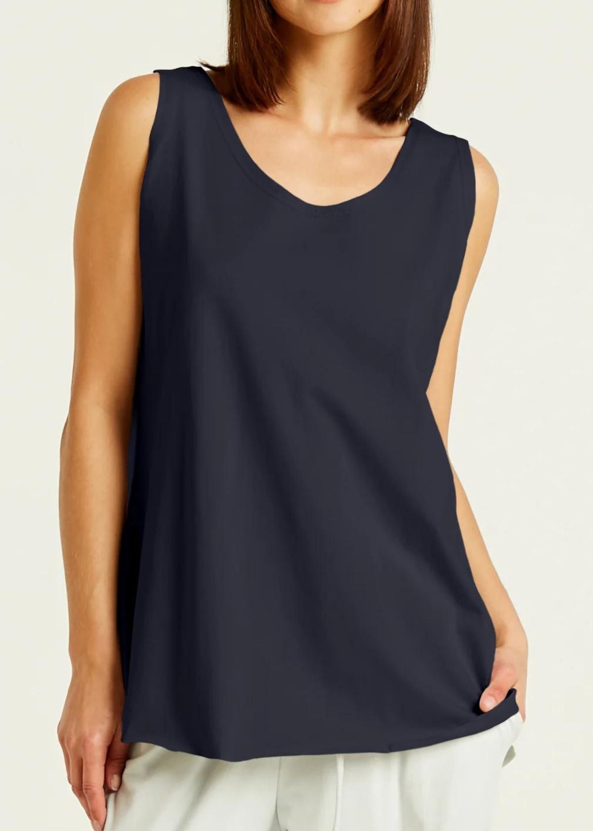 PLANET Cotton Lycra Shirttail Tank Top - Midnight