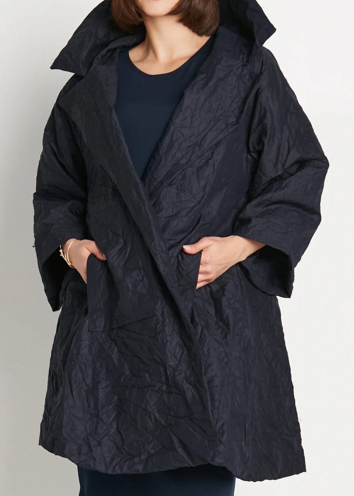 PLANET Crushed Nylon Emily Coat - Midnight