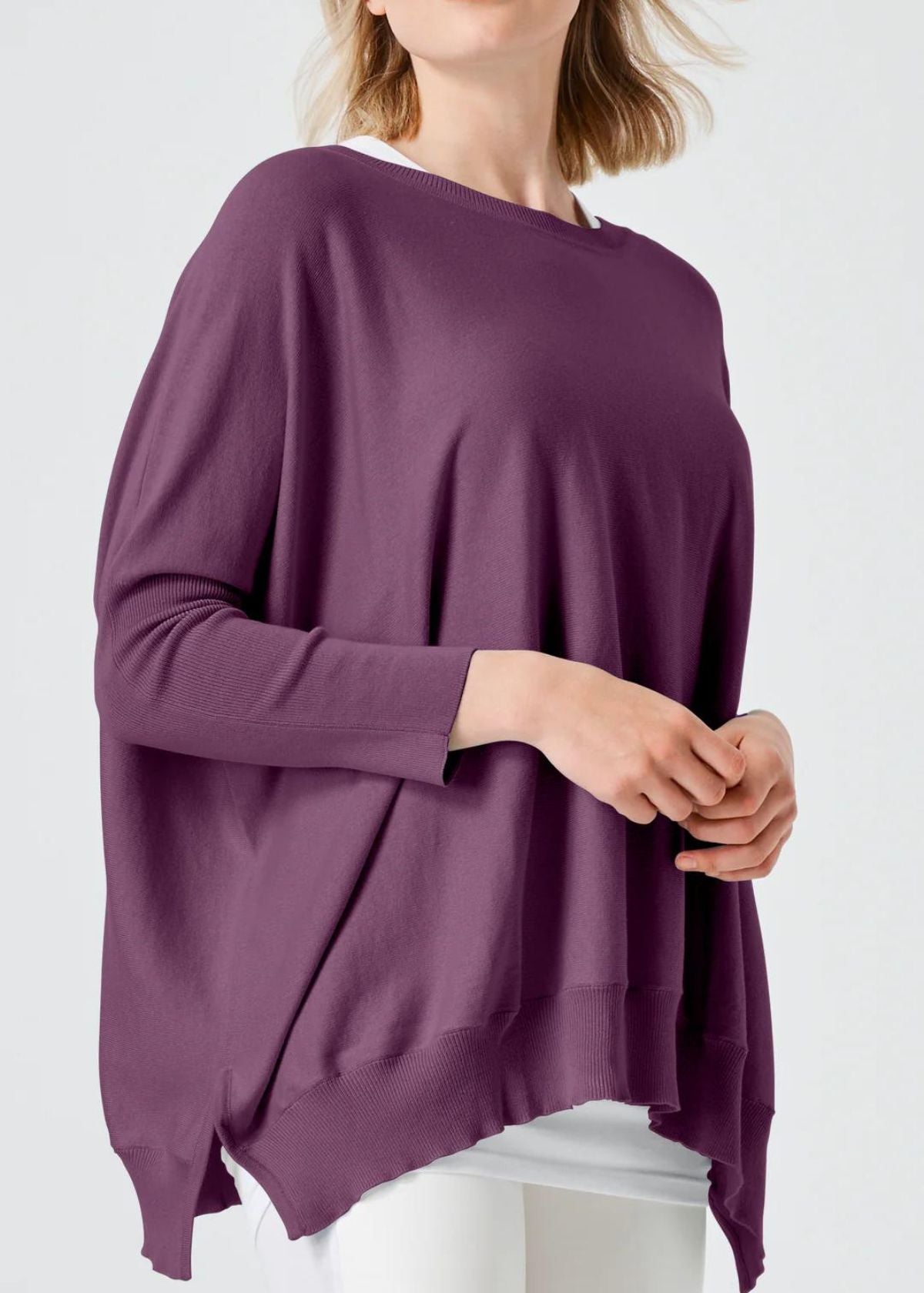 PLANET Pima Cotton Oversized Knit Sweater - Plum