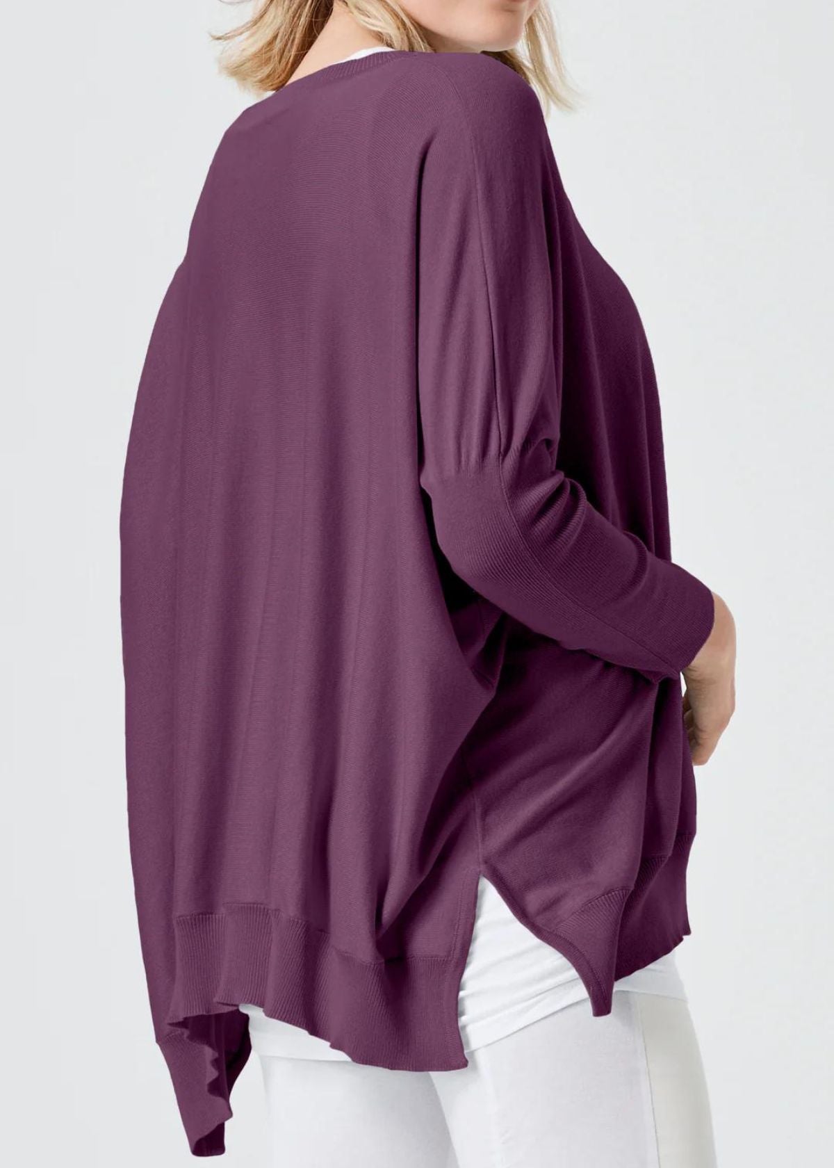 PLANET Pima Cotton Oversized Knit Sweater - Plum