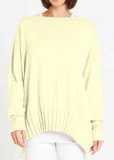 PLANET BY LAUREN G Cotton Boatneck Sweater - Citron
