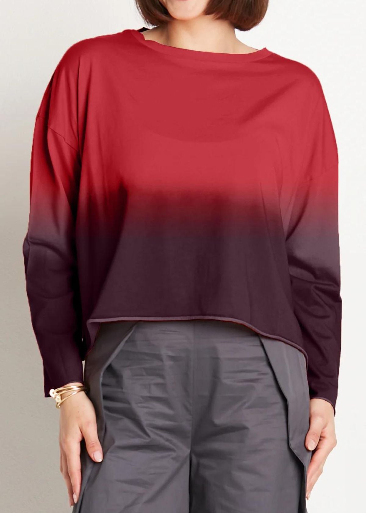 PLANET Dip Dyed Luxury Boxy Tee - Garnet/Plum