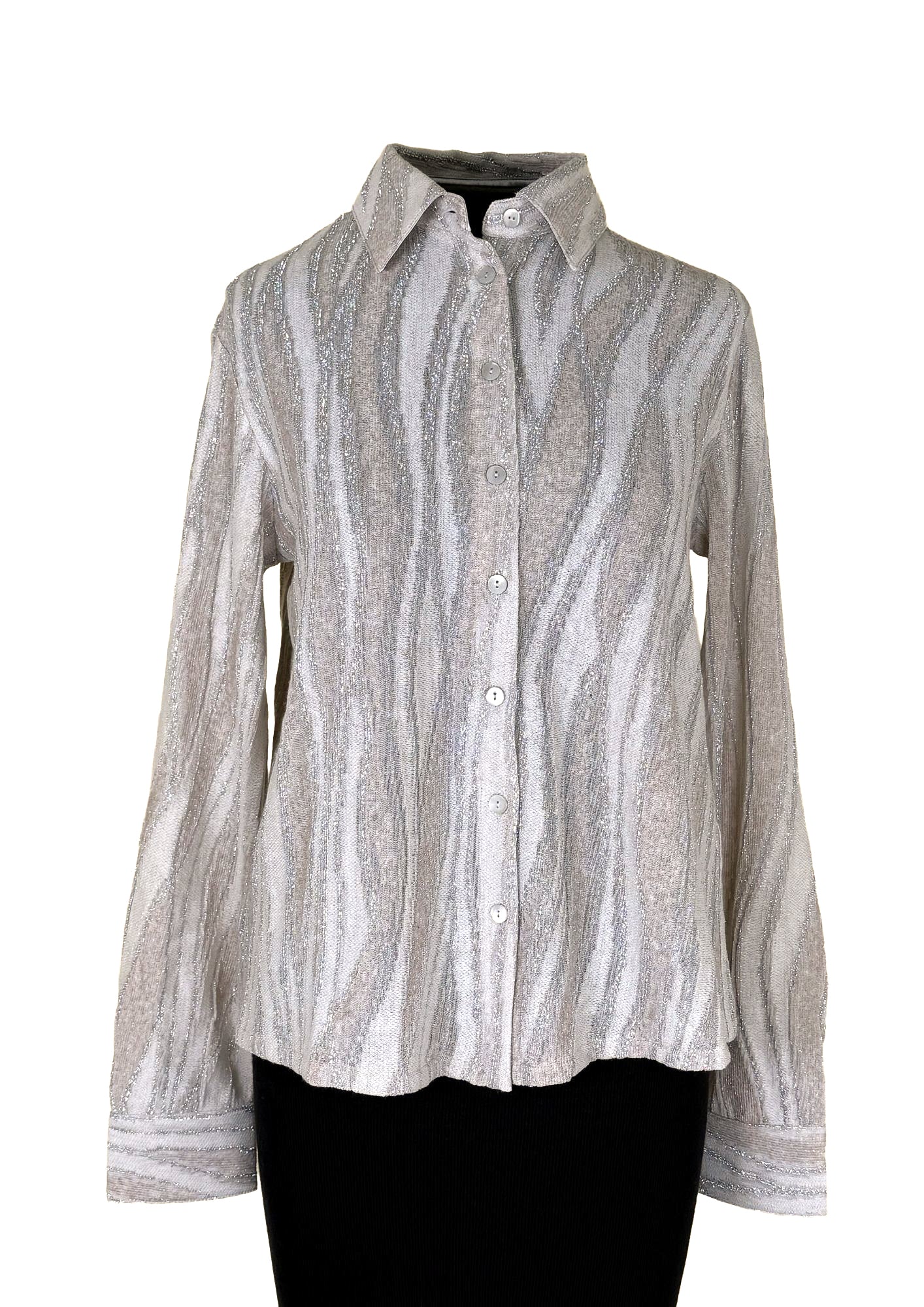 PUROTATTO Metallic Print Knit Top - Ice