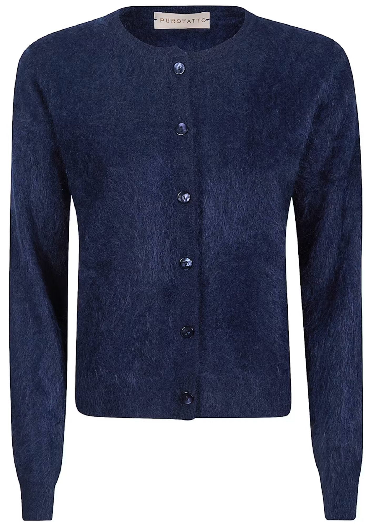 PUROTATTO Round Neck Cardigan - Blue