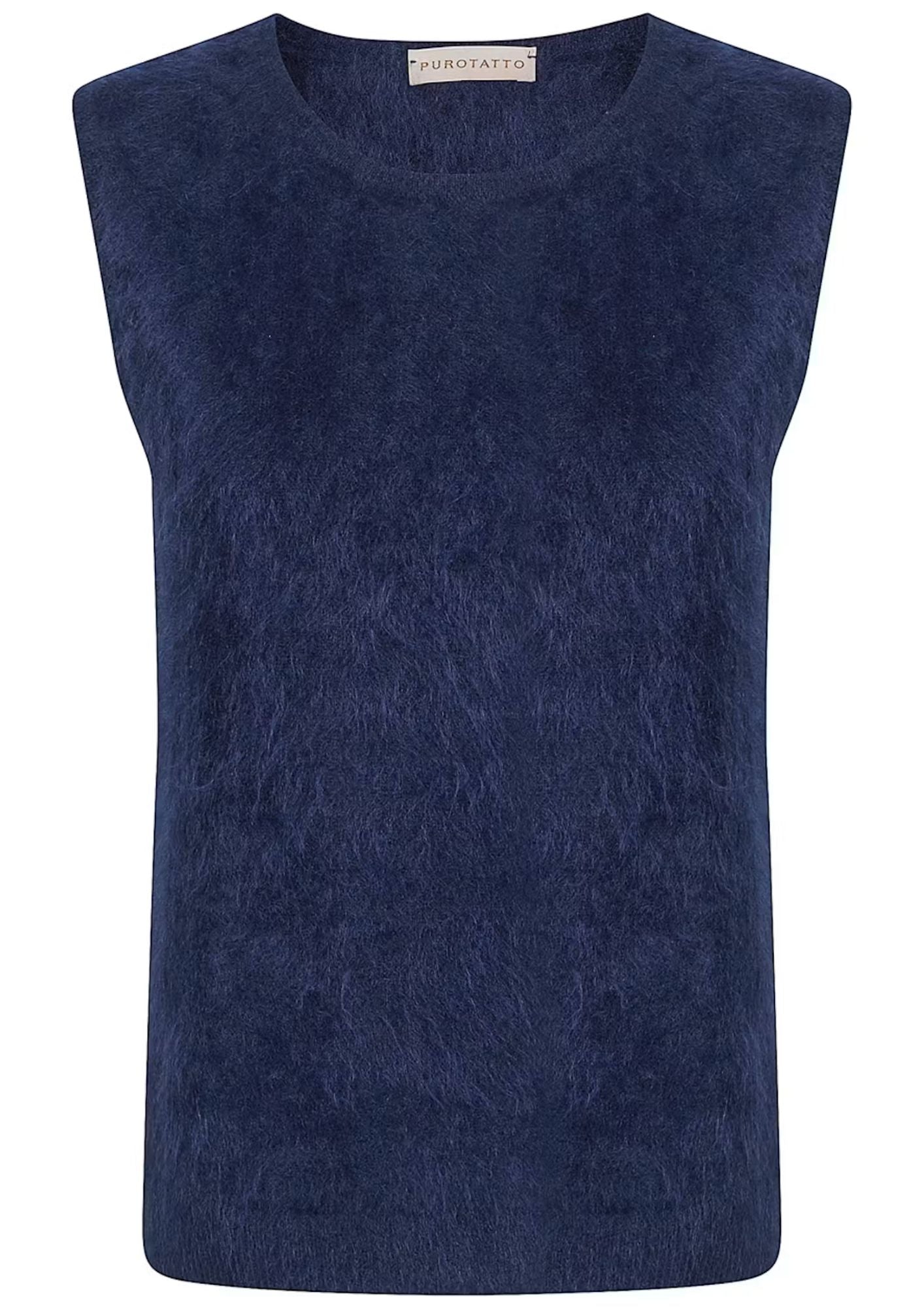 PUROTATTO Round Neck Vest - Blue