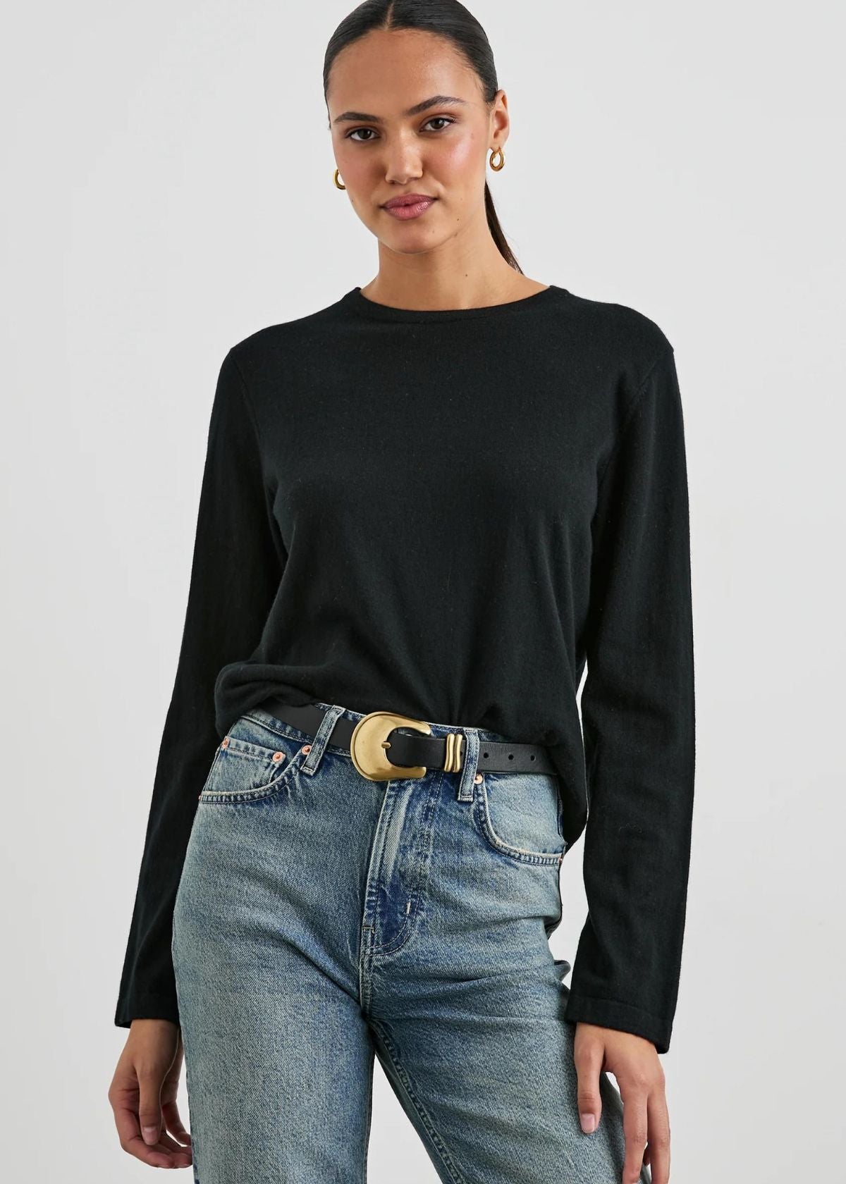 RAILS Cotton Cashmere Long Sleeve Tee - Black