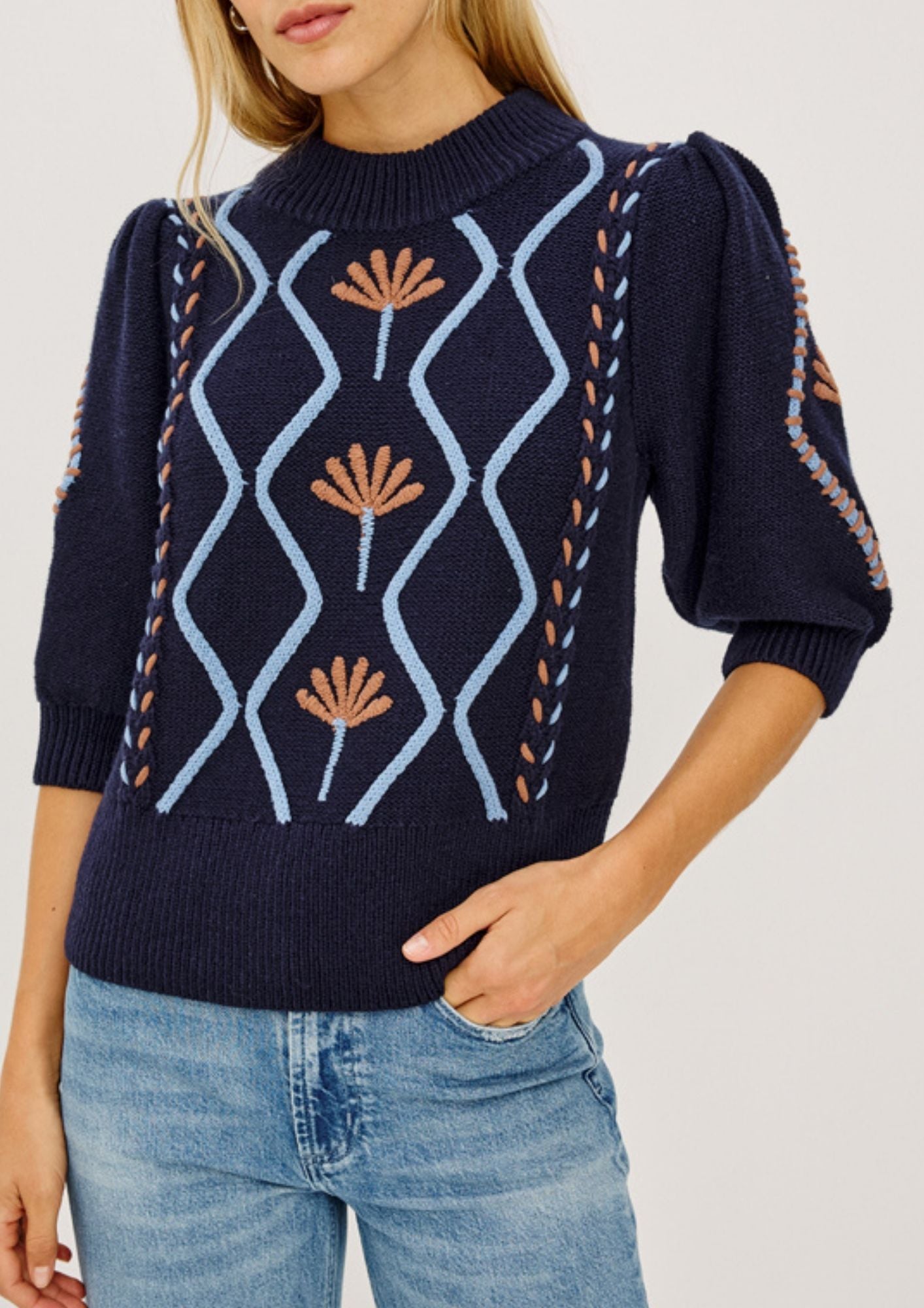 RAILS Addy Sweater - Floral Cables