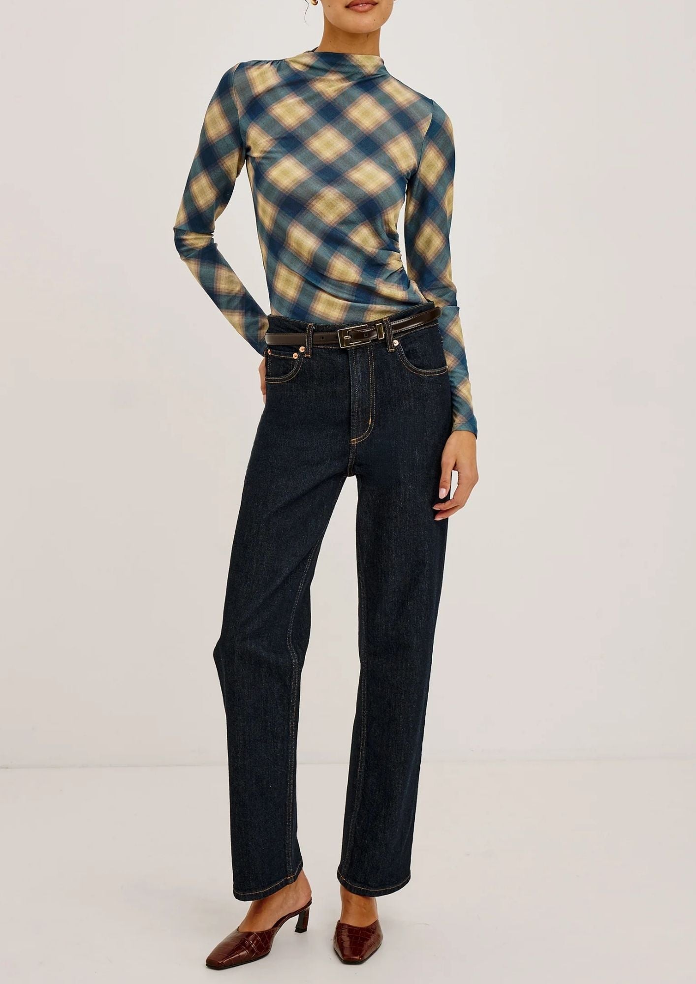 RAILS Joelle Top - Navy Sage Plaid