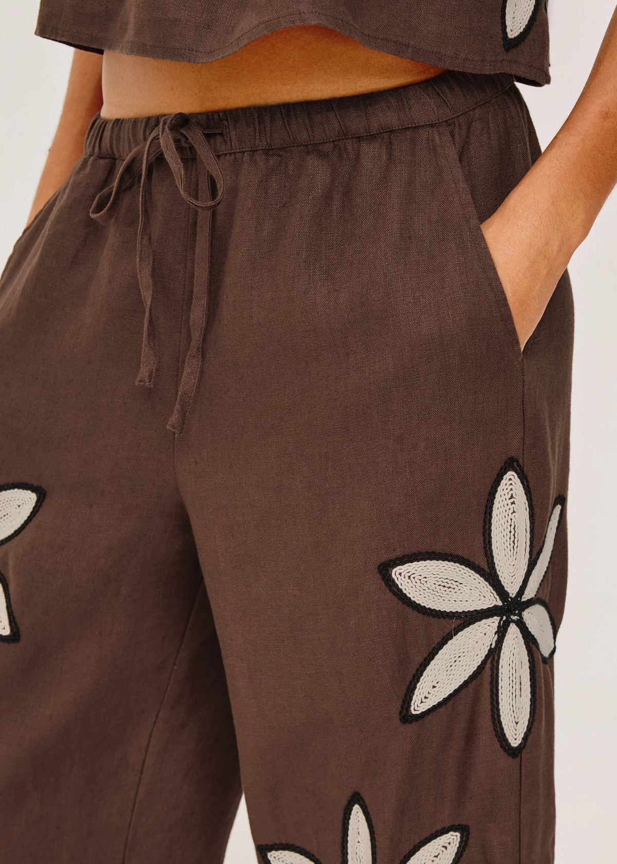 RAILS Emmie Pant - Cocoa Floral Embroidery