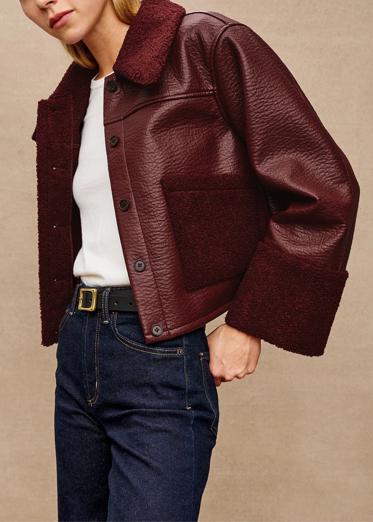 RAILS Dria Jacket - Maroon Shearling