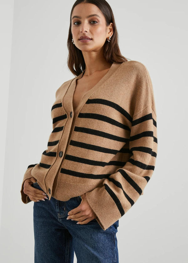 RAILS Geneva Cardgan Sweater - Camel Black