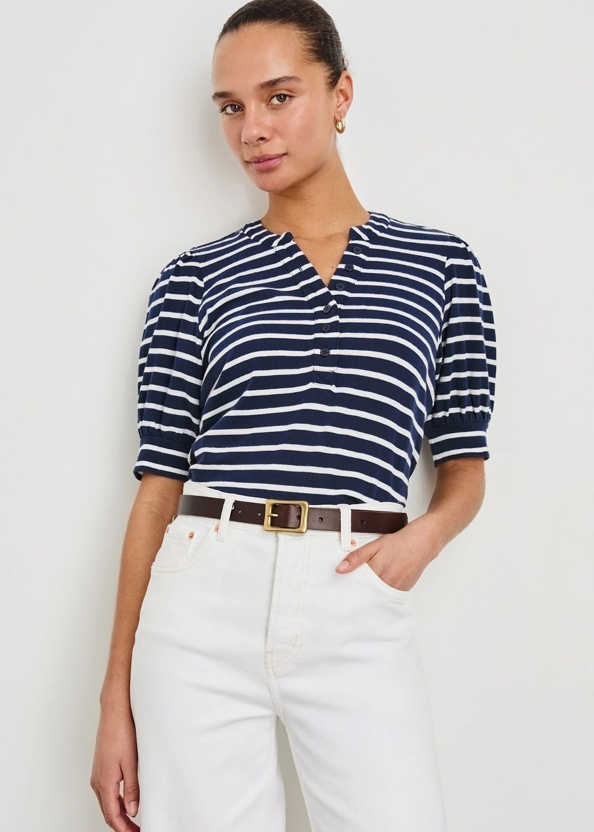 RAILS Jewel Top - Navy and Ivory Stripe